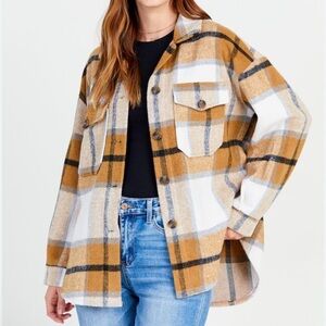 Altar’d State Plaid Fleece Shacket Small